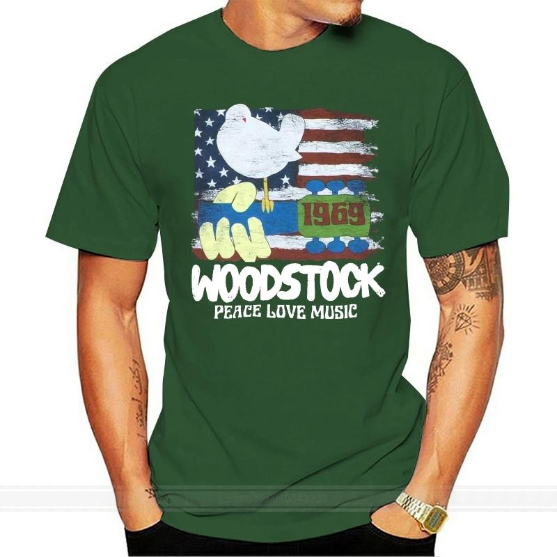 New Woodstock Concert 1969 America Vintage Mens T-Shirt Cotton Tshirt Men Summer Fashion T-shirt Euro Size