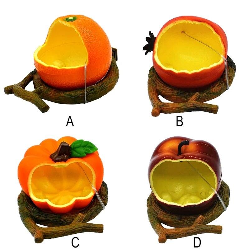 Lustige Fruchtform Vogel Orange Granatapfel Futter Wasser Futternapf Container Futterspender für Kisten Käfige Coop Haustier Papagei Futterspender