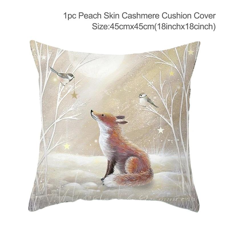 Santa Claus Christmas Tree Snow Scene Snowman Animal Deer Rabbit Bird Fox Sofa Seat Bedroom Car Office Decoration Pillowcase