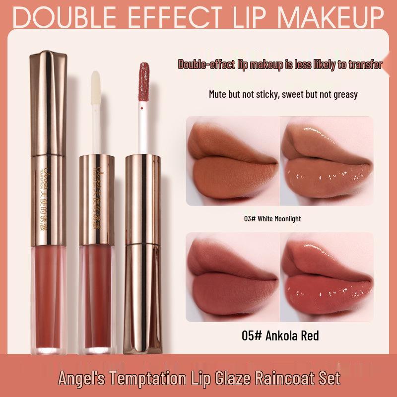 Angel's Temptation Lip Glaze Set: Matte Velvet, Mirror Shine, and Plumping Water Light Lipsticks