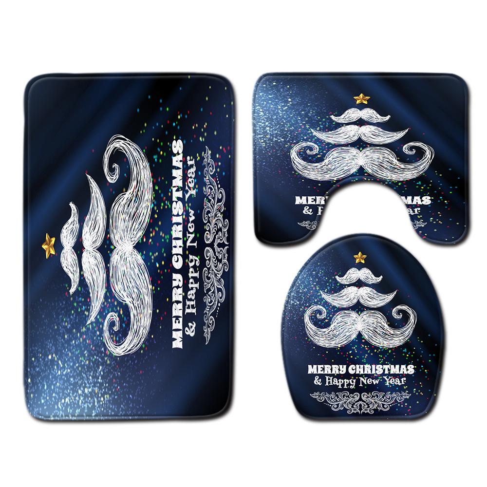 Christmas Bathroom Floor Mat Toilet Three-Piece Set