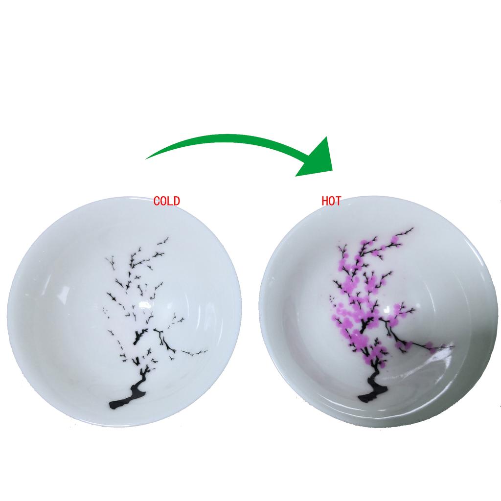 Japon Sihirli Sakura Fincan Soğuk Sıcaklık Renk Değiştiren Çiçek Ekran Sake Fincan Seramik Kung Fu Çay Bardağı Çay Kase Sakura Fincan