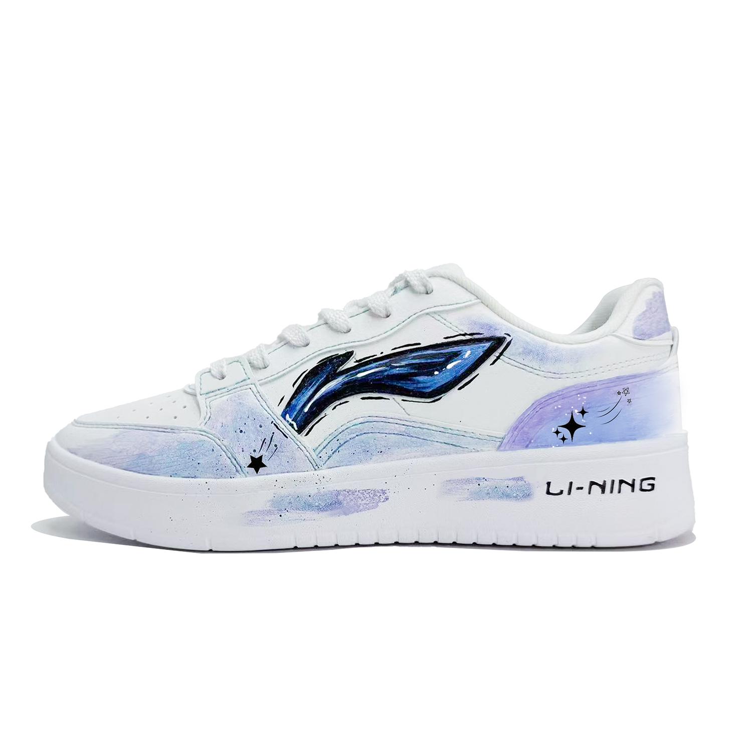 Li Ning Sycee Starry Night Реконструкция Нескользящие Низкие Скейтбордические Кроссовки Мужские Сине-Фиолетовые AGCT339-6(Команда735-) 40