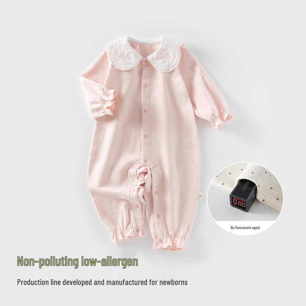 Autumn 2025 Newborn Embroidered Collar Bodysuit for Spring Outings
