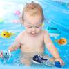 Bath Fishing Toy Set with Magnetic Catch, Windup Swimming Whales, Rotating Pole for Toddlers
