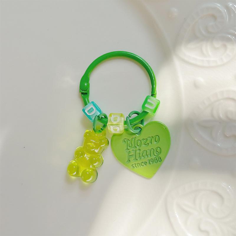 10pcs Metal Keyrings Buckle With Stars Bear Pendant Colored Keychain For Diy Jewelry Making Key Ring Accessories Wholesale