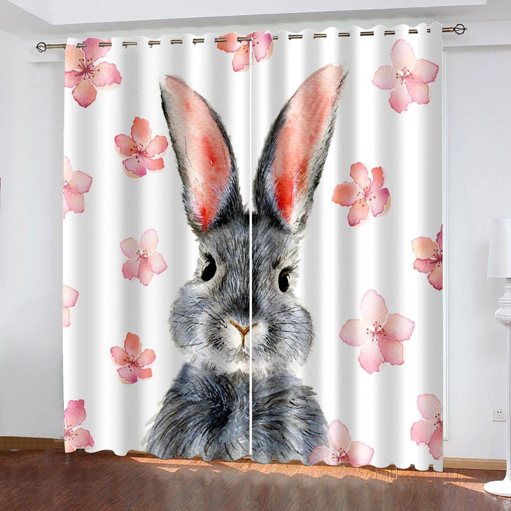 Easter Bunny Eggs Styles High Shading Curtains Variou Cartoon Styles and Colors Thick Blackout Drape Living Room Bedroom Curtain