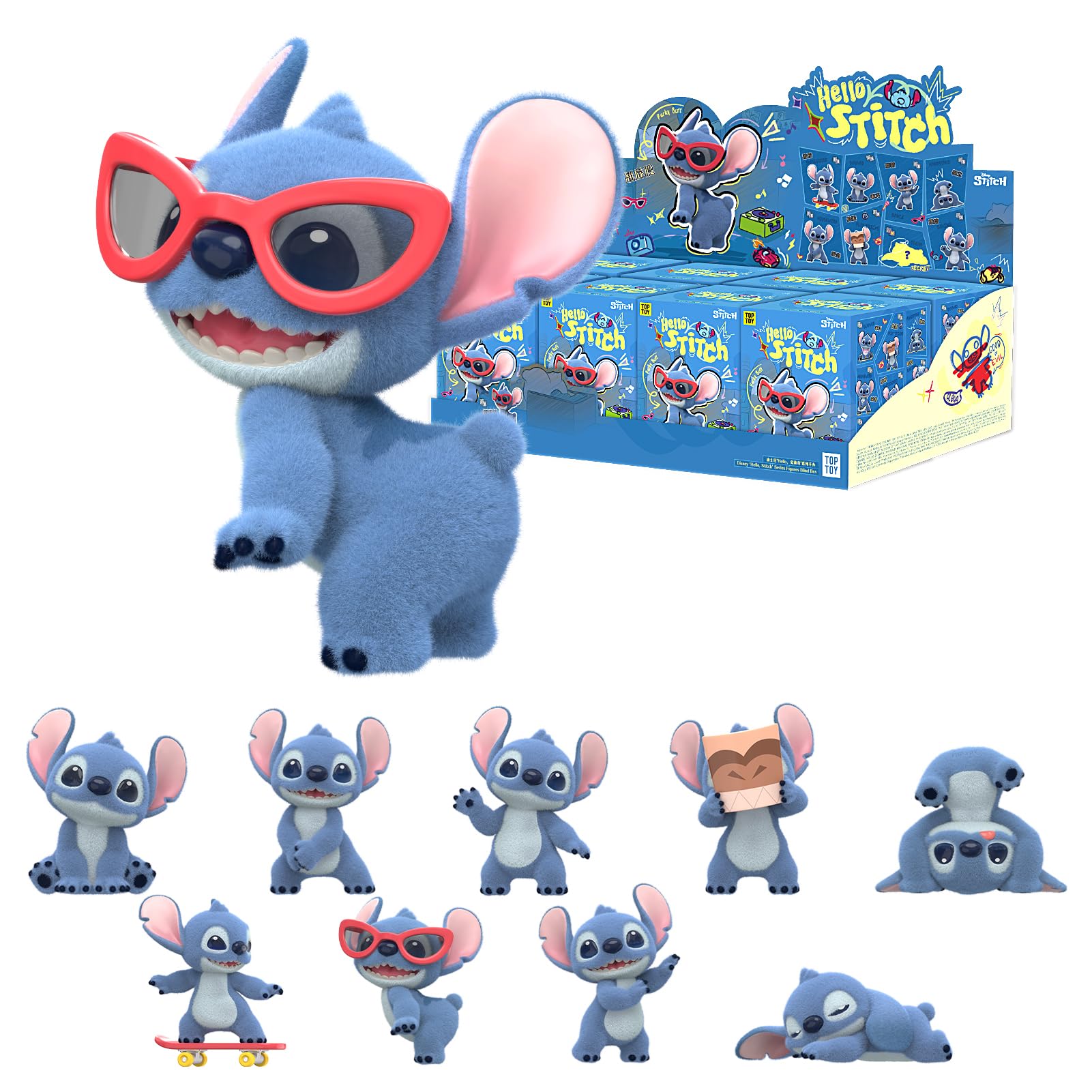 

TOP TOY Disney Серия Hello, Stitch [Ассорти-коробка из 8 штук] Гачапон Фигурки в слепой коробке Мягкий винил ПВХ Премиальные игрушки Подарок на день рождения Стич Рождественский подарок