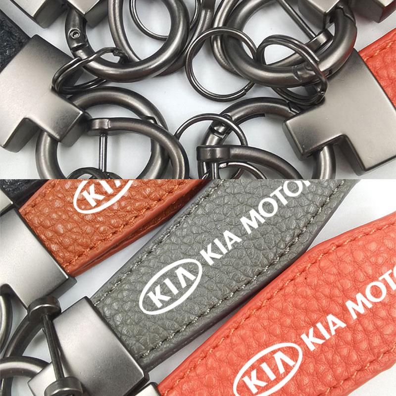 2026 Hot Car Sticker Car Key Chain Luxury Genuine Leather Keychain For Kia Sportage Cerato Optima K2 K3 K4 K5 Rio Picanto Soul C