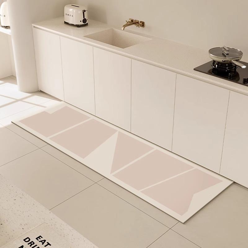 Kitchen Floor Mat Absorbent Special Carpet Non-slip Quick-drying Diatom Mud Foot Mats Plaid Pattern Light Luxury High-end Rug