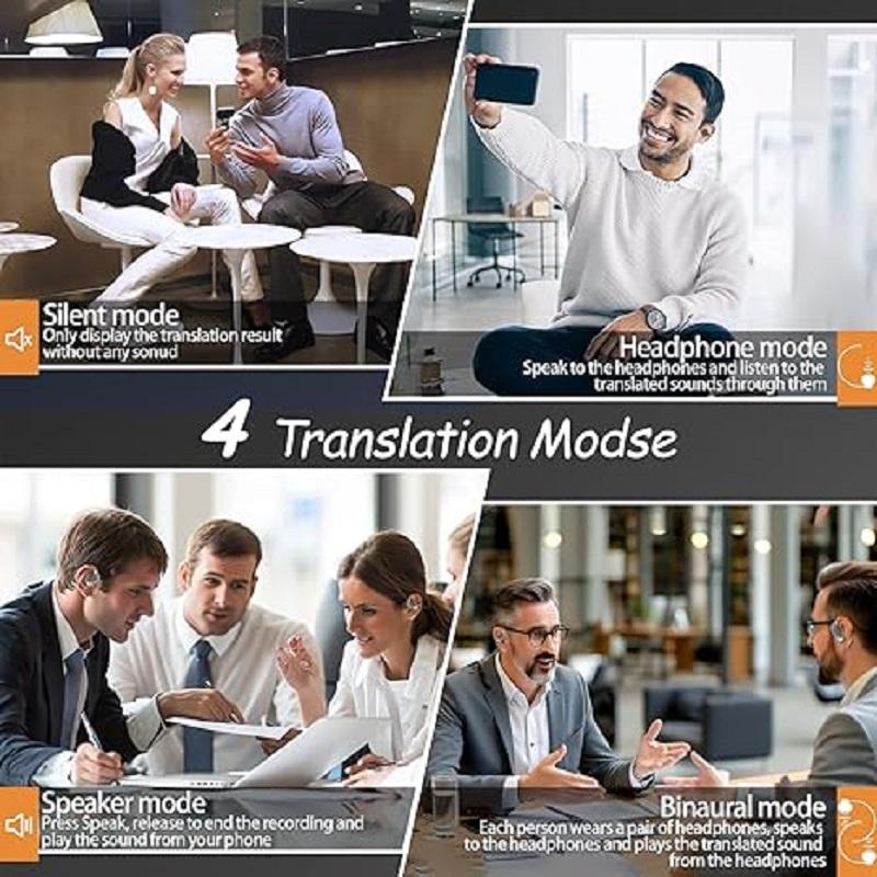AI Translator Clip-on Headphones 144 Languages Real Time Two-Way Translation Earphones Stereo Sound Wireless Bluetooth Headsets