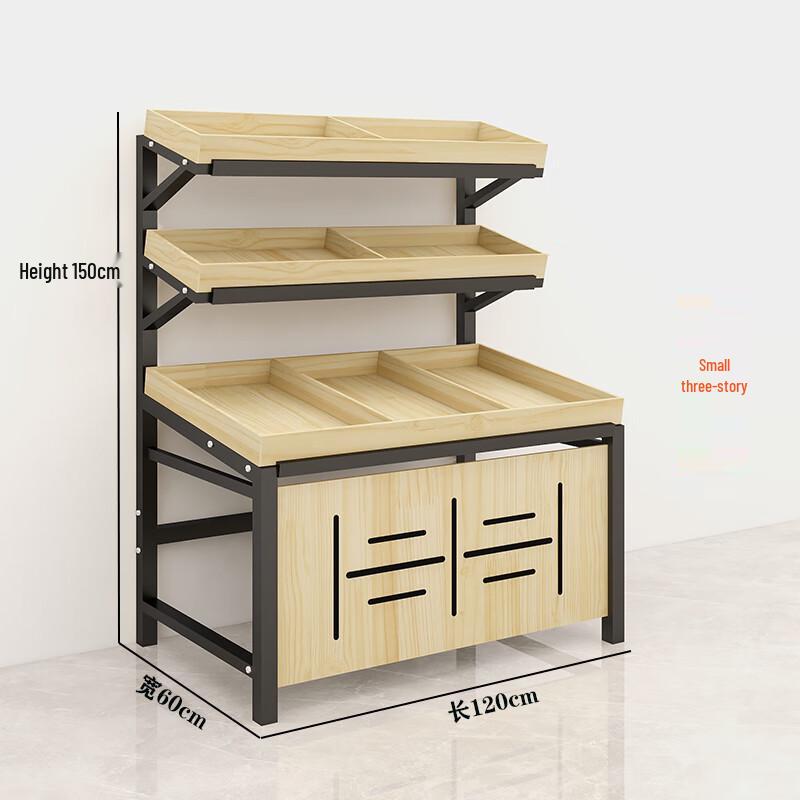 Nowoczesny regał ekspozycyjny na owoce i warzywa ze stali i drewna