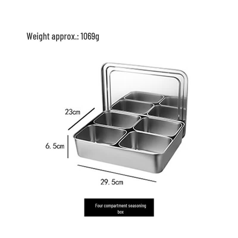 Weinas Japanese Style Stainless Steel Condiment Box with Spoons