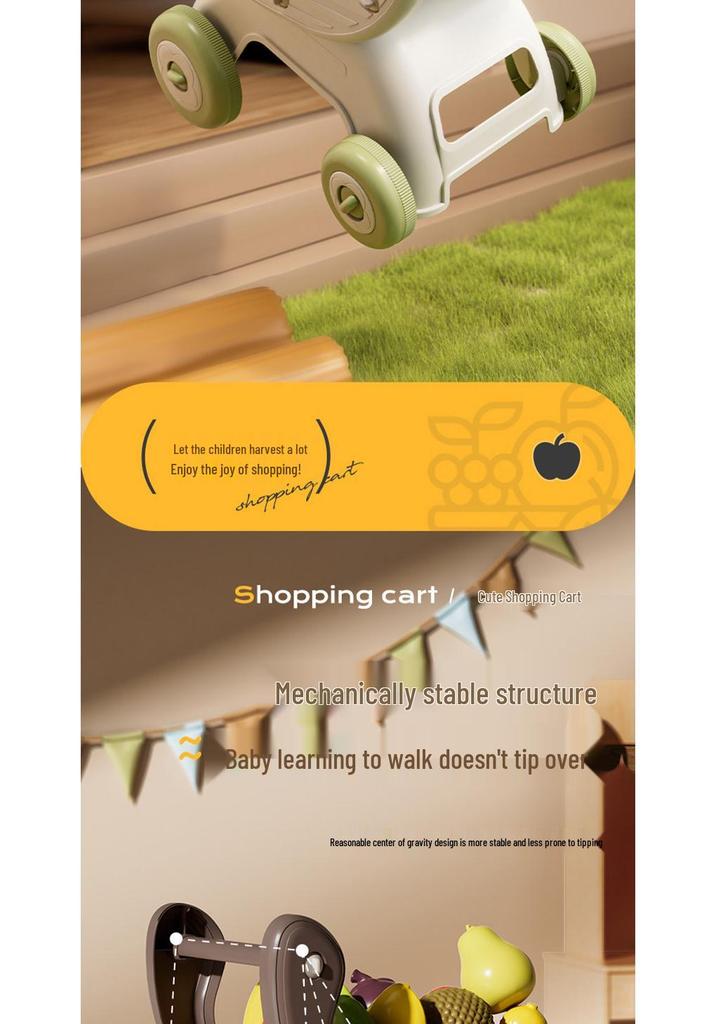 Kids' Grocery Shopping Cart Toy with Fruits & Vegetables - Interactive Role-Play for Boys & Girls