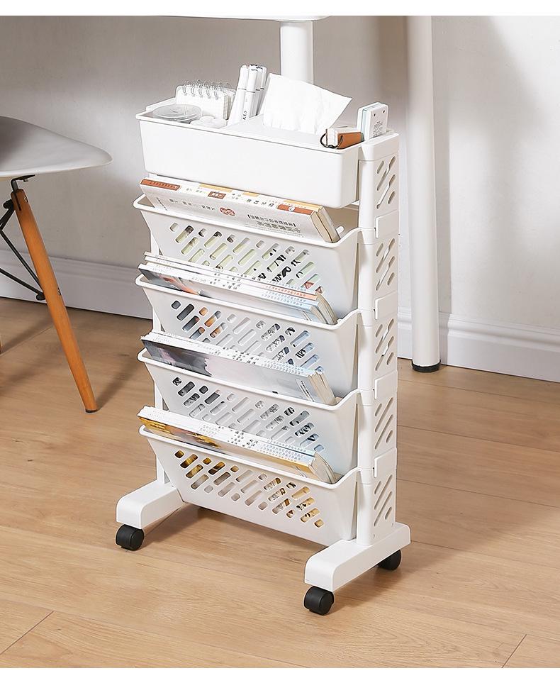 Universal Wheel Floor Storage Rack & Movable Bookshelf for Classroom or Table Side