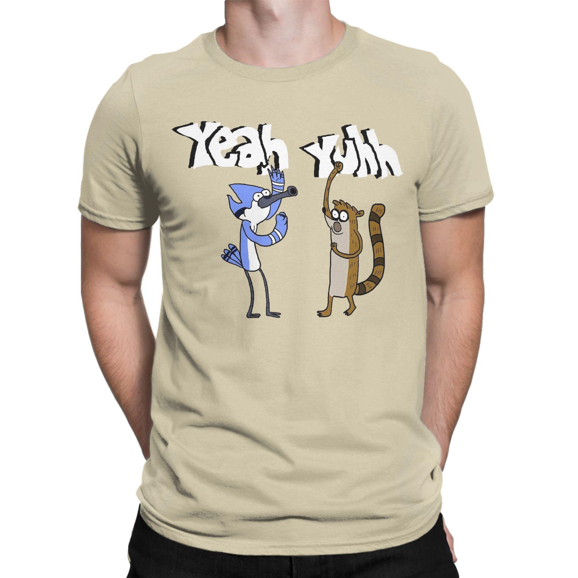 Lucky starfish Top Zomer Yeah Yuhhh Mordecai en Rigby Regular Show T-shirt Voor Unisex Puur Katoen T-shirt Korte Mouw Kleding M