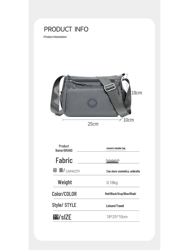 2026 Women's Multi-Pocket Oxford Shoulder Bag: Stylish, Layered, and Simple Crossbody for Casual Commuting