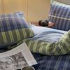 New Pure Cotton and Linen Double Yarn Four-piece Set Striped Print Single and Double Bed Sheets Bedding