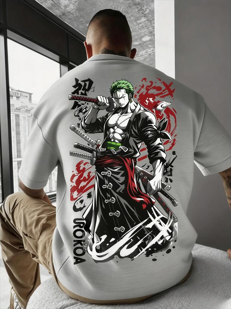 2026 ONE PICE Anime Roronoa Zoro Printed Cotton T-shirt Men's Clothing and Women's Summer New Street Hip Hop Casual Top T Shirt