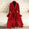 Womens 100% Wool Oversized Long Coat With Wave Texture Loose Fit Winter 2026 Elegant Trench Style