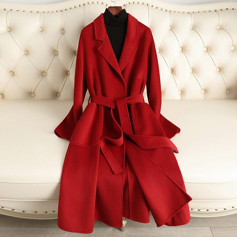 Womens 100% Wool Oversized Long Coat With Wave Texture Loose Fit Winter 2026 Elegant Trench Style