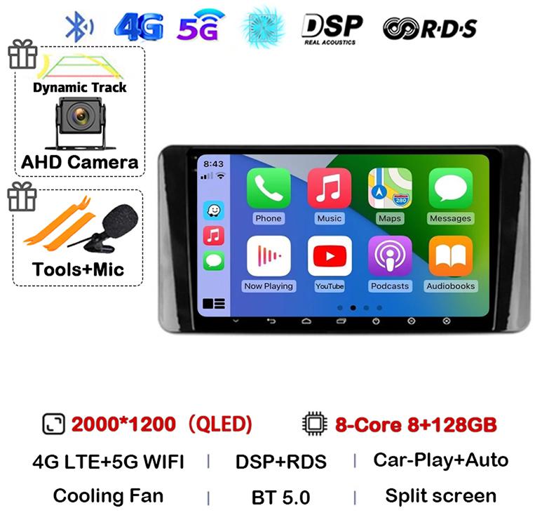 Android 14 Carplay Auto Car Radio For Volkswagen Polo Mk6 VI 2020 2021 2022 Video Multimedia Player Navigation GPS Stereo Audio