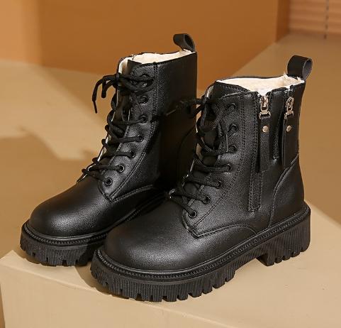 Women Platform Boots Short Plush Solid Color Lace Up Side Zipper Ankle Boots Winter Women Shoes 2026 Large Size 42 Ladies' Shoes