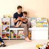 Kids Reading Nook, Wooden Storage Bench with Backrest, Kids Bookshelf & Toy Organizer, Large Toy Box Chest for Playroom, Living Room or Entryway, Easy