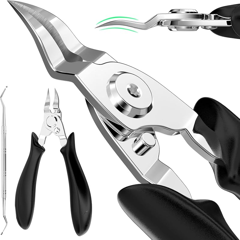Ingrown Toenail Clippers(Upgrade), Steel Nail Clippers for Professional Podiatrist, Unique Long Handle Curved Blade Tool for Thick & Ingrown Nails, чёрный