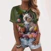 Women's T-Shirt Cute Kitten Print Fashion Casual Basic Tops Oversized Round Neck High Quality