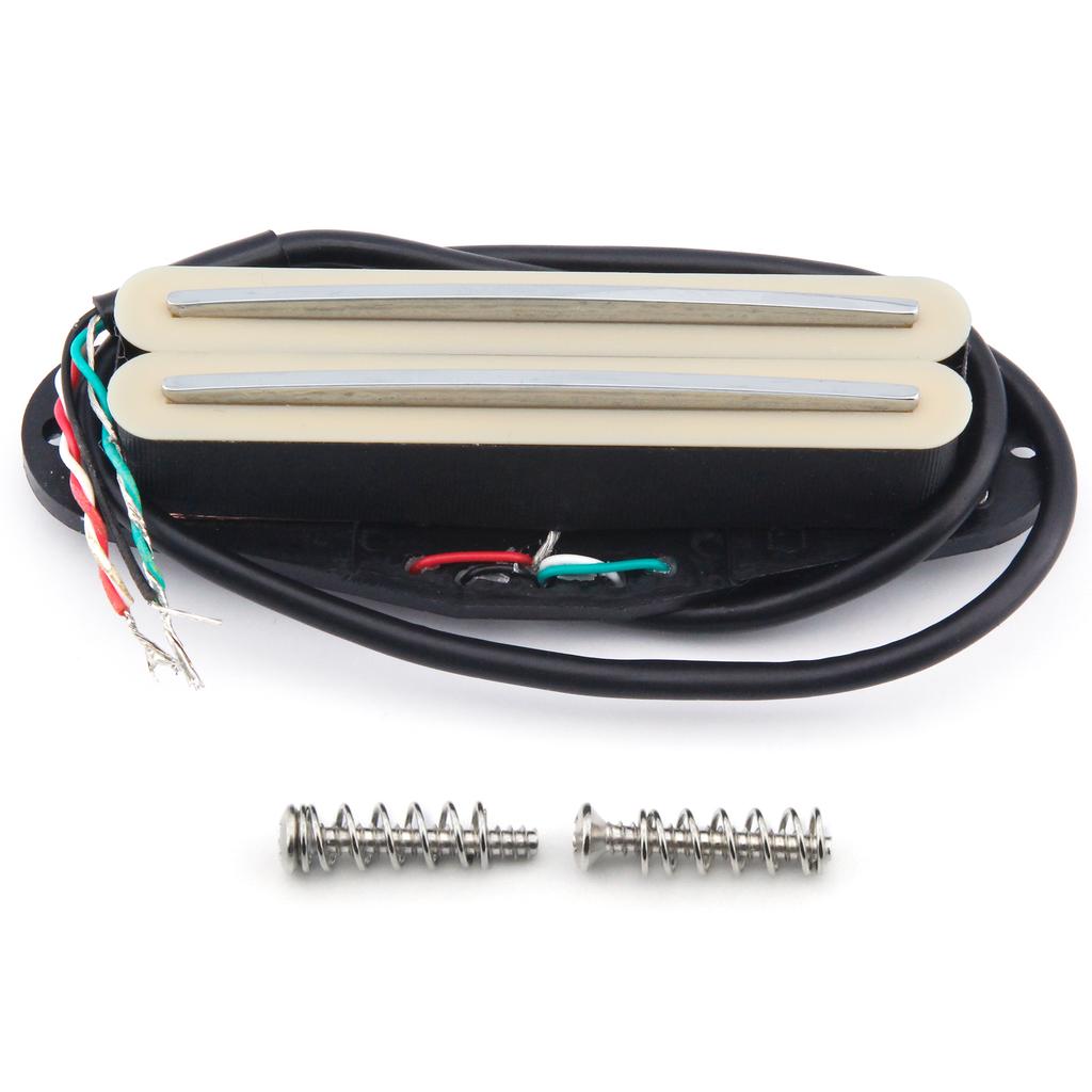 FLEOR 1PCS Cream Yellow Ceramic Electric Guitar Dual Rails Pickup Single Coil Sized Humbucker Pickup For ST Guitar, 6K/9K/12K