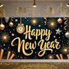 Event Banner Clock Decoration New Year Banner Festive Banner Metallic Color For Public Celebration Festive Gathering Home