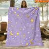 1pc 2D Flat Printing Spring And Summer New Arrival Starry Sky Moon Star Cloud Theme Digital Print Blanket, Throw Blanket, Soft And Comfortable 100% Po