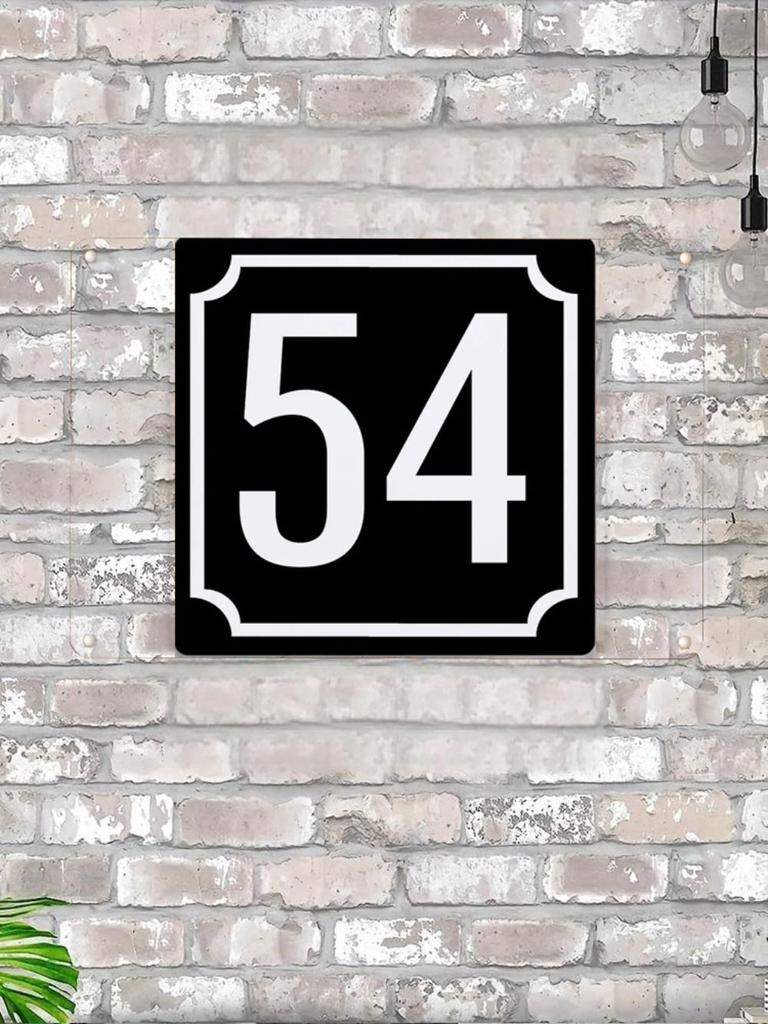 House Number X Classic Black Metal Sign 20x20cm, Modern Door Wall Decor