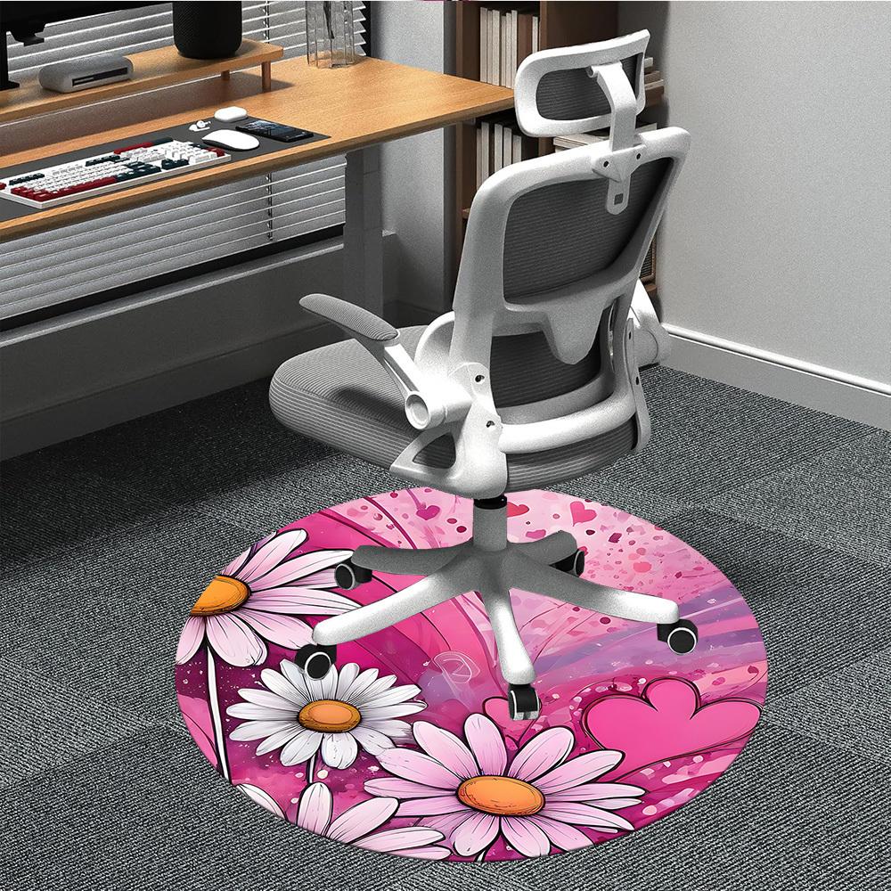 

1pc Floral Hearts Office Round Area Rug, Indoor Mat Suitable For Office, Under Office Chairs Bedroom Living Room Home Decor, Room Deco, 086 80cm by 80cm