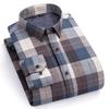 New Plus Size Velvet-Lined Men's Pure Cotton Plaid Shirt - Warm, Thickened for Autumn/Winter Cold Protection