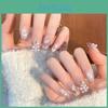 Handmade Christmas Style Pearl Cat Eye Flash Short Stairs Christmas Tree Snowflake Nail Art Display White