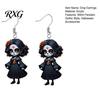 Gothic Witch Drop Earrings Halloween Earrings, Lightweight Acrylic Pendant Retro Rose for Women Girls Day of The Dead Accessories Eye-catching