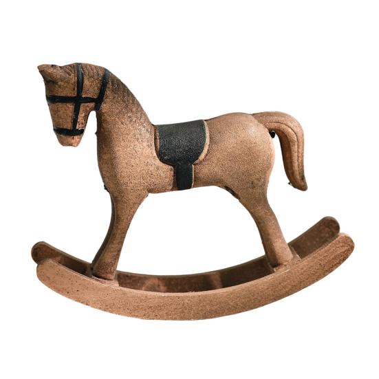 Yousheng Wooden Rocking Horse Figurine Vintage Wood Carving Pony Statue Sculpture Home Office Desktop Decoration Ornament