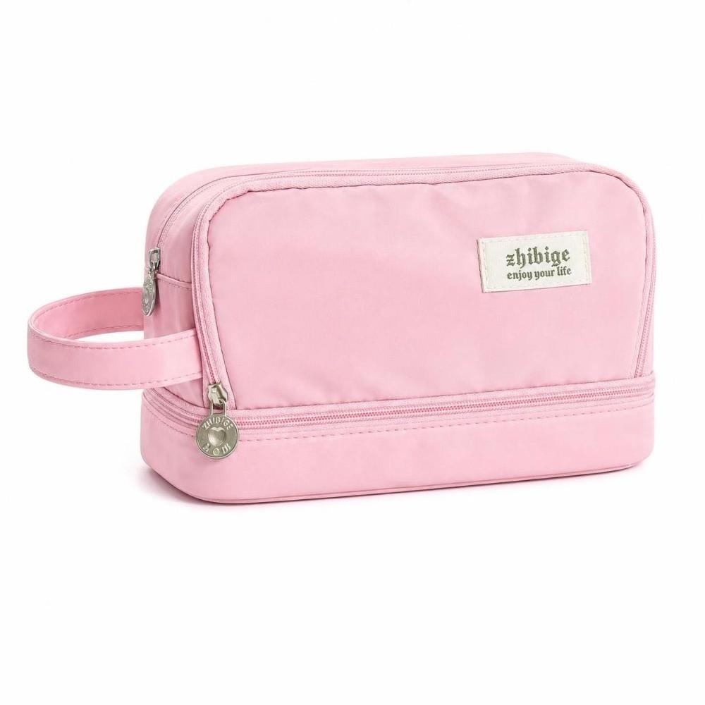 Zipper Closure Stationery Box Two Layer Storage Bag Portable Pencil Case Students