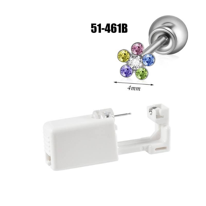 Strumento monouso per piercing all'orecchio in acciaio inossidabile Orecchini Fiore Farfalla Base Sfera con Pietra di Zircone Pistola per Orecchie monouso