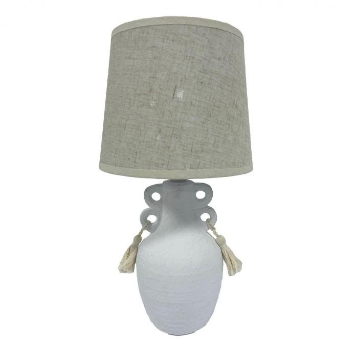 Hestia Stone Finish Vase Lamp with Tassels - 36cm