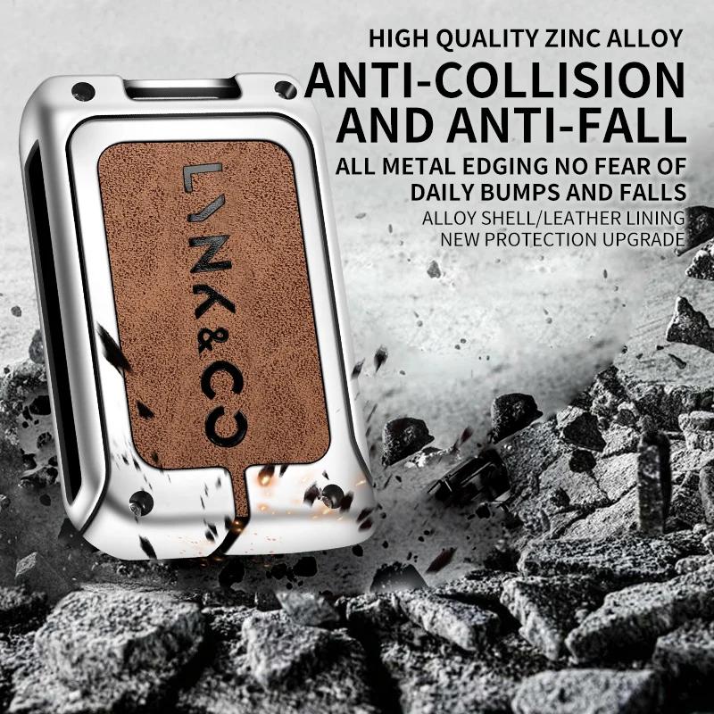 Zinc Alloy Car Remote Key Case Cover for Lynk&Co 01Phev 0105 Protection Keychain Keyless Set Bag Shell Interior Accessories