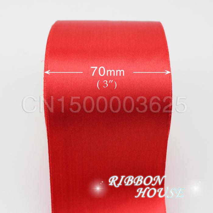 (25 Yards/Rolle) 3" (75 mm) Rotes Dekorationsband Einzelgesicht Satinband Geschenk Weihnachtsband Gurtband