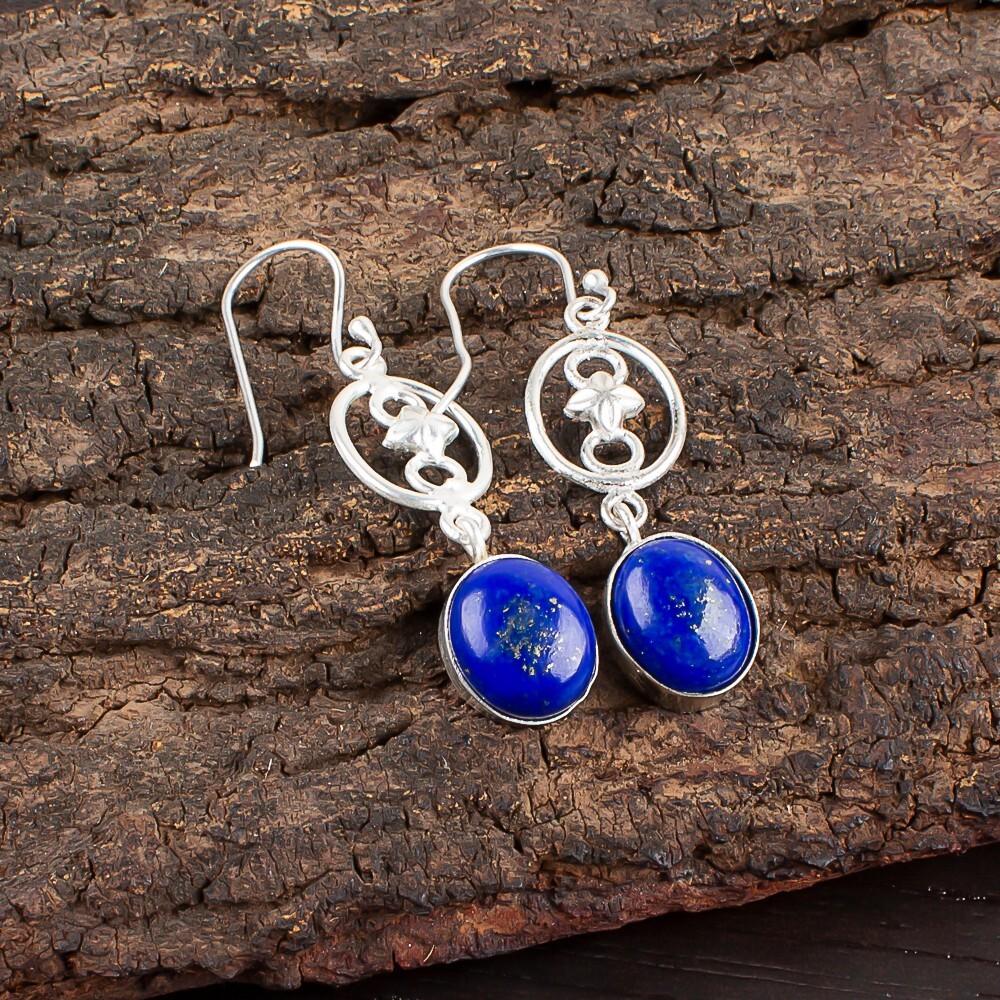 

Натуральный драгоценный камень лазурит 925 стерлинговое серебро ювелирные изделия ручной работы серьги 2,00 EE-17-23