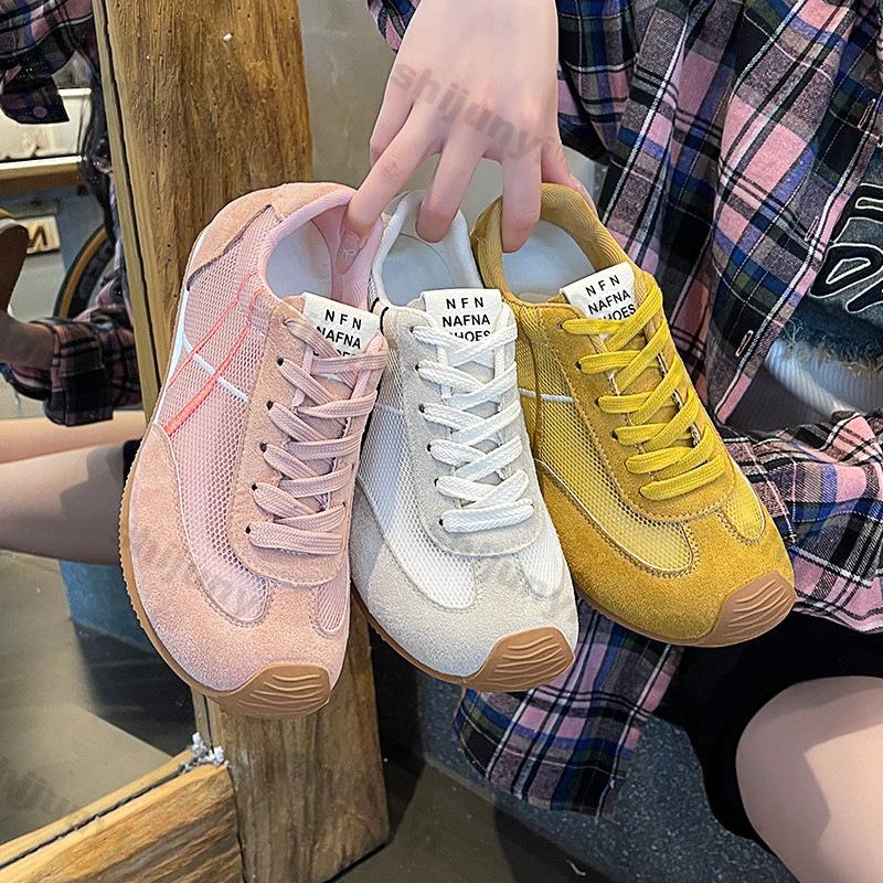 Fashion Women Shoes 2025 Spring Autumn New Vintage Breathable Mesh Non Slip Woman Sneakers Comfortable Lace-up Flat Bottom Casual Shoes