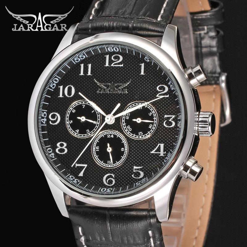 Jaragar Watch, Men'S And Women'S Watches, Black Belt Watches, Round Automatic Mechanical Watches