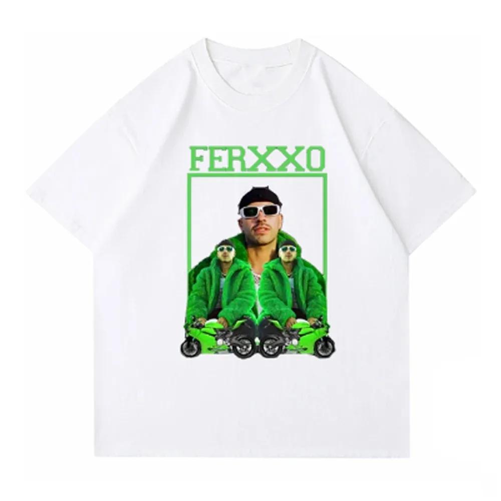 Ferxxo T Shirt Men Rapper Feid Merch Printed Tshirts Summer Casual Short Sleeve Tee Oversized Hip Hop T-Shirts Streetwear Tshirt