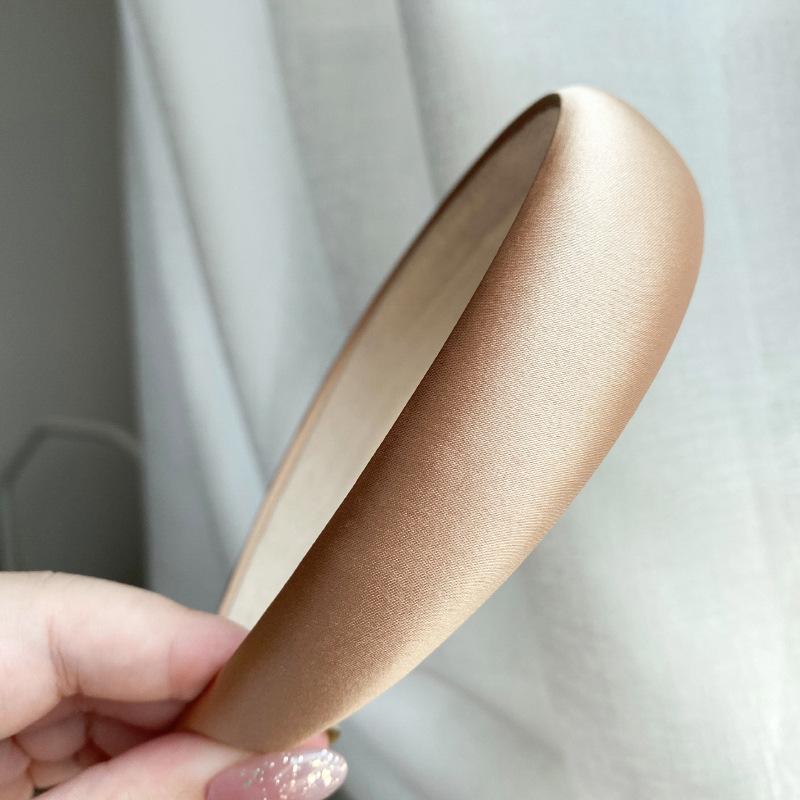 Spring New Glossy Satin Headbands for Women multi-color Light Pink 3cm wide thick sponge plastic Pad Hair bands