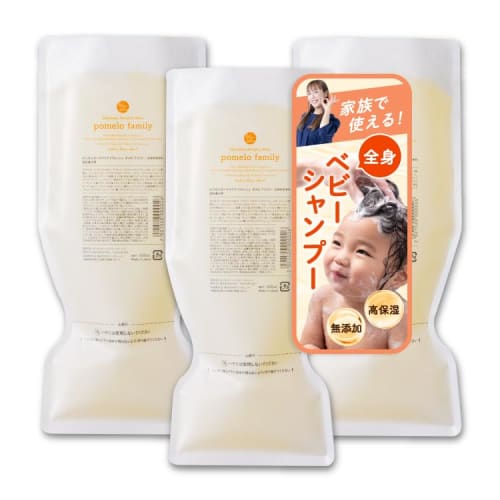 

[Babubabu Store] Pomelo Baby Soap and Shampoo, 600ml (3-Pack) Refills, Highly Moisturizing, Additive-Free, Hypoallergenic, Organic, for Newborns, Babi